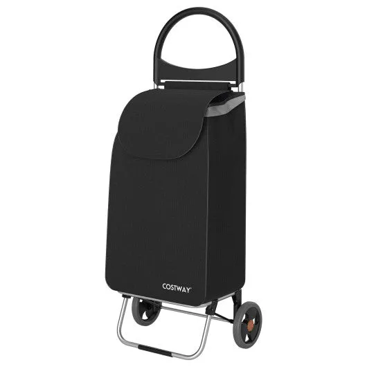 2-in-1 Portable Shopping Cart with 13.2 Gal Removable Bag-Black