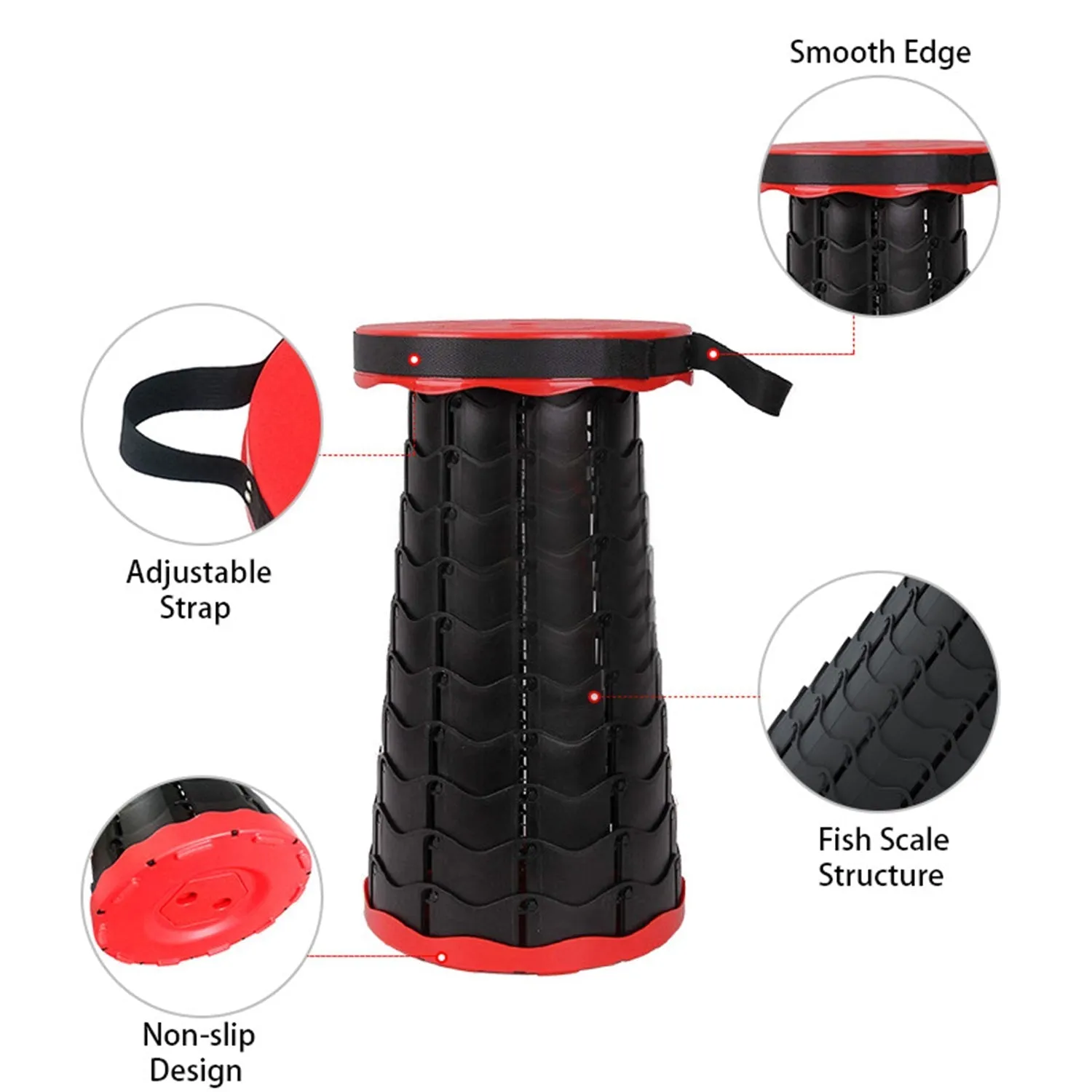 2169 Foldable Retractable Height Adjusting Stool Space Saving Telescopic Stool for Fishing Hiking Stool for Adults and Kids.