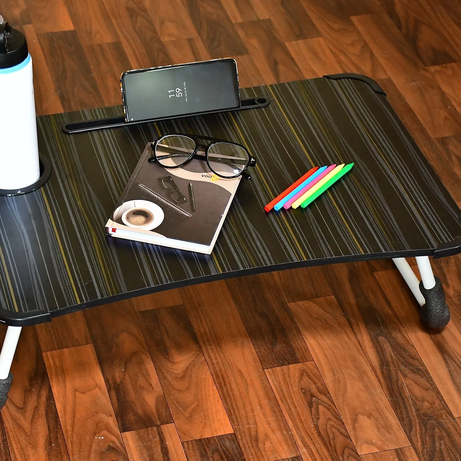 4989 Laptop Table Foldable Portable Notebook Bed Lap Desk Tray Stand Reading Holder with Coffee Cup Slot for Breakfast, Reading & Movie Watching.