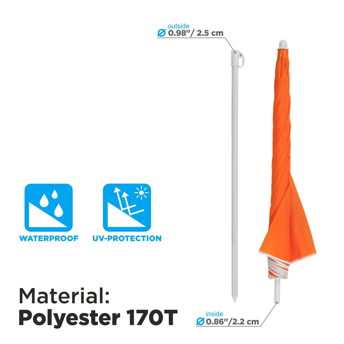 5 ft Orange Tilting Portable Beach Umbrella with Carry Bag