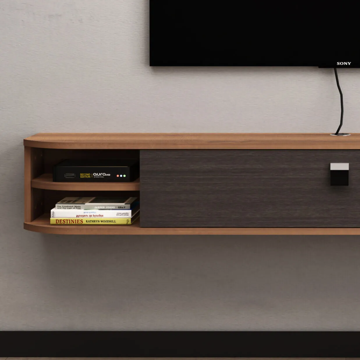 55" Modestia Floating TV Stand, Walnut