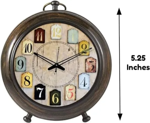 ALFAMART HT Antique Table Clock Wooden Handmade Nautical Analog Desk Clock for Living Room Home Decor Gift