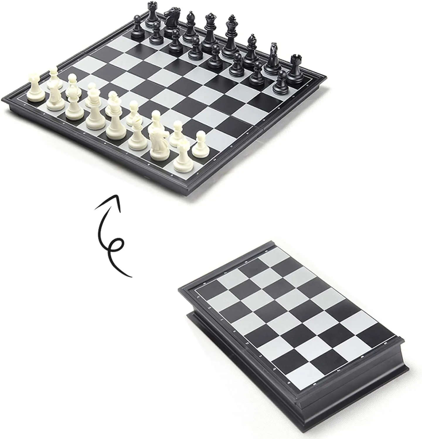 Ambiger Chess Board Magnetic Chessboard Game Set Folding Travel Portable Case Travel Chessgame Premium Classic Black & Ivory Color Pieces Prefect Gift for Kids and Adults