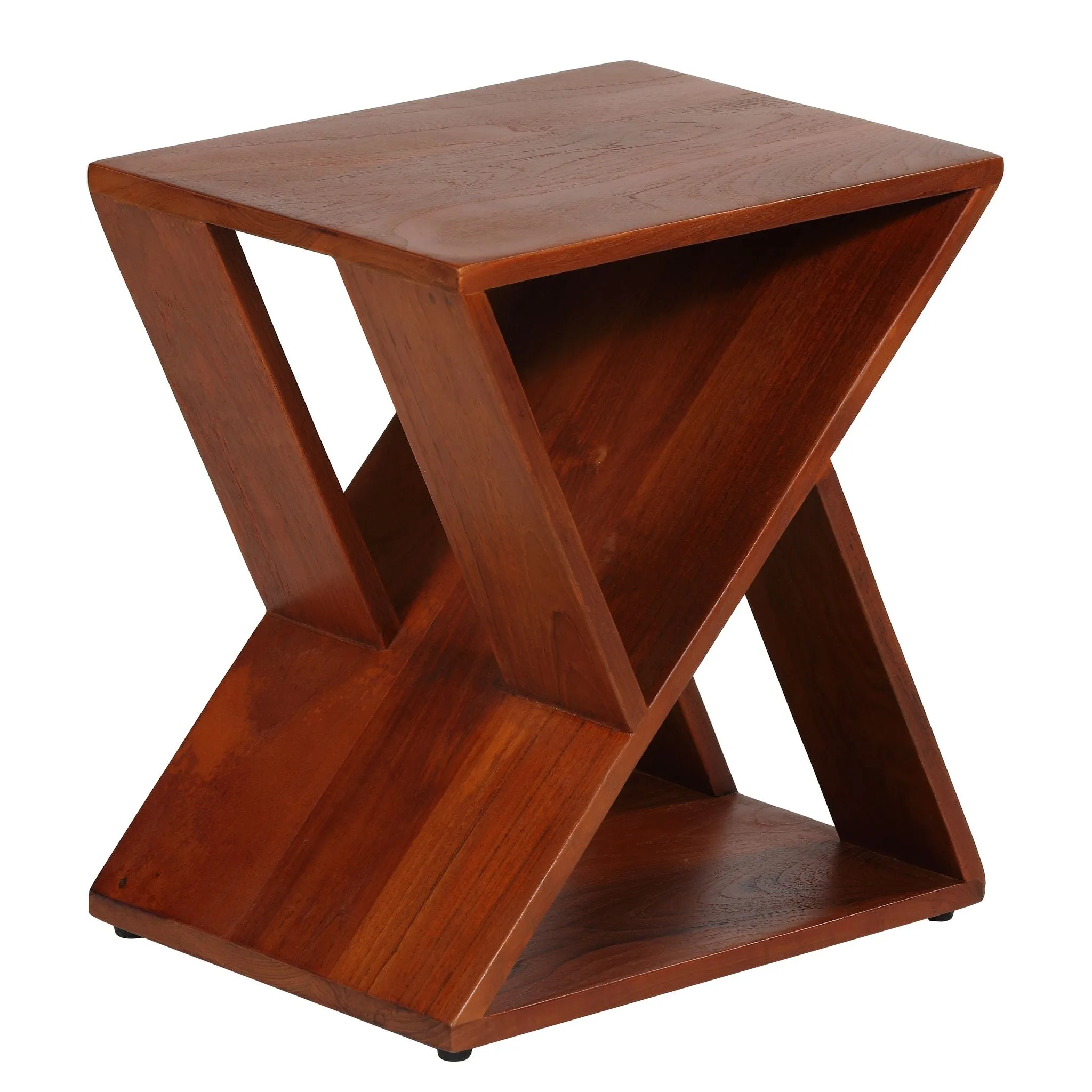 Bare Decor Innsbruck Twist Table or Stool in Solid Teak Wood, Indoor 16x12x17h