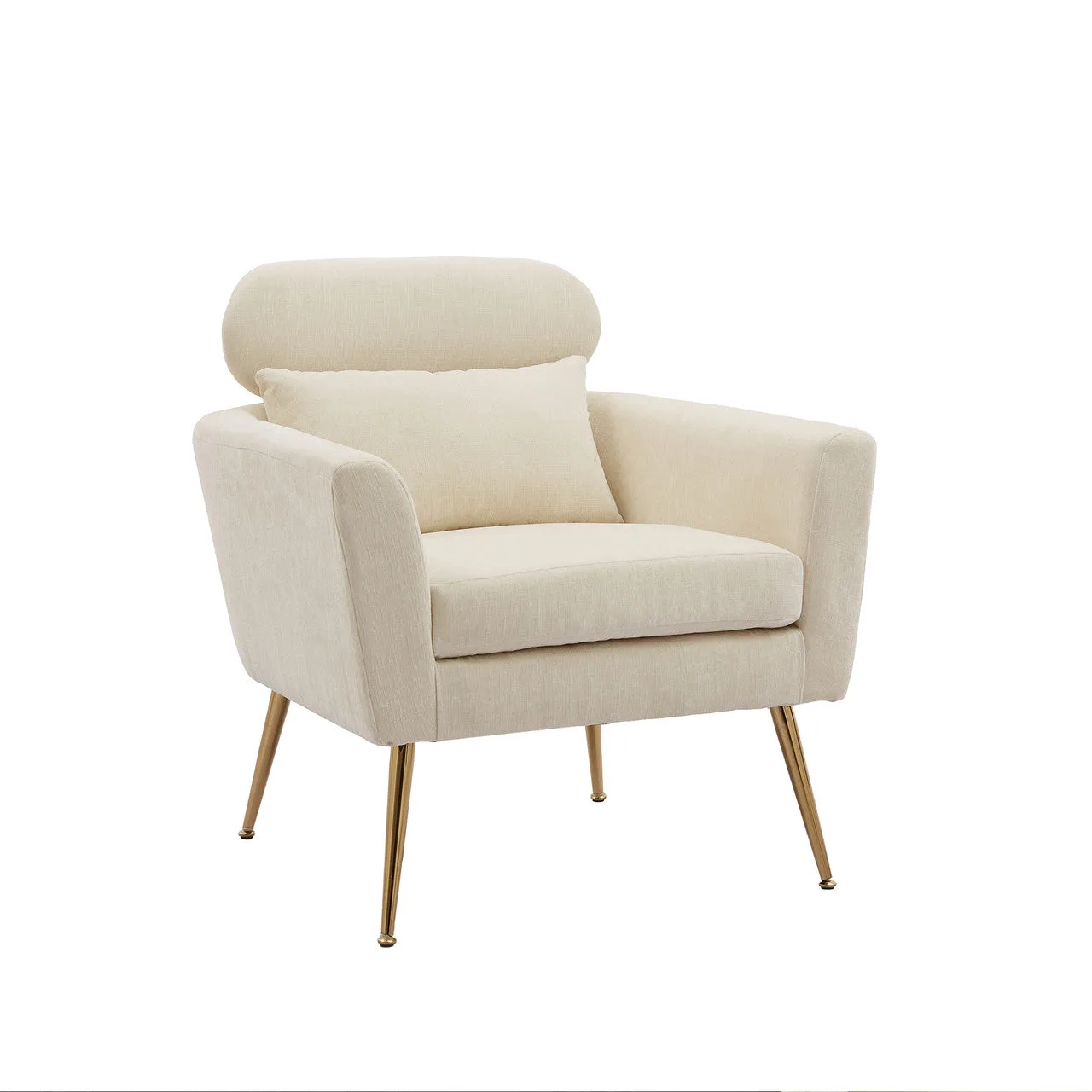 Beige Chenille Modern Accent Chair