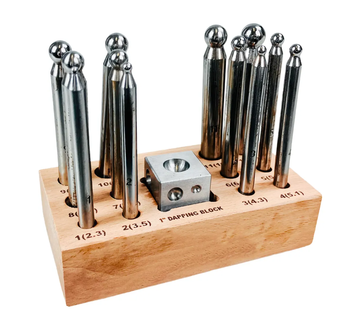 BENCH WIZARD 14 Piece Jewelers Doming Block Dapping Punch Set | Heavy Duty Stainless Steel Construction | Great for Jewelry Making & Metalworking