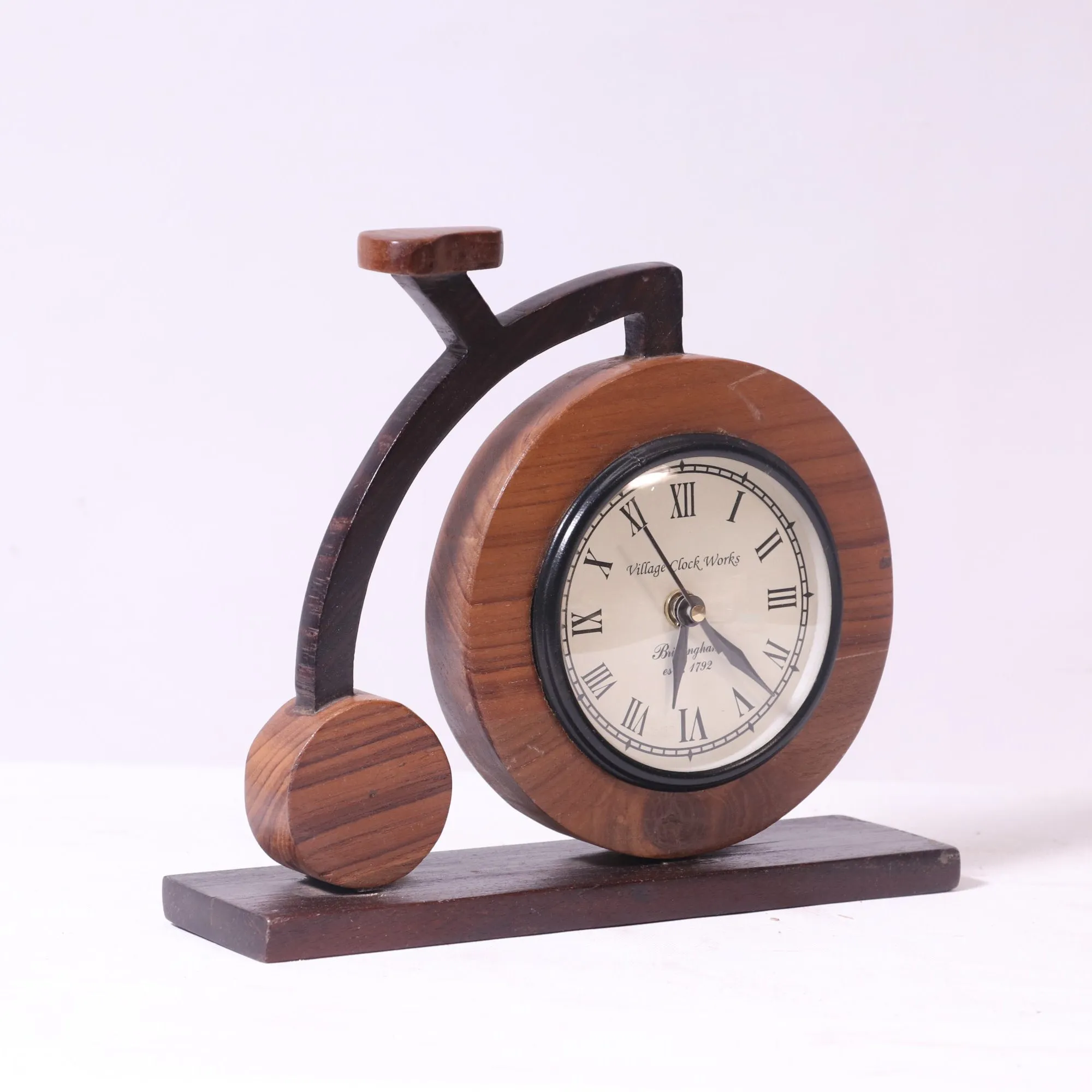 Bicycle Inspired Handmade Teak wood Desk Clock