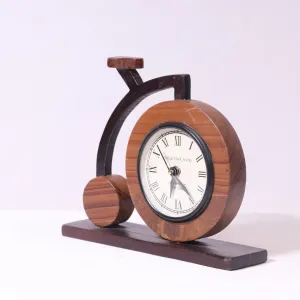 Bicycle Inspired Handmade Teak wood Desk Clock