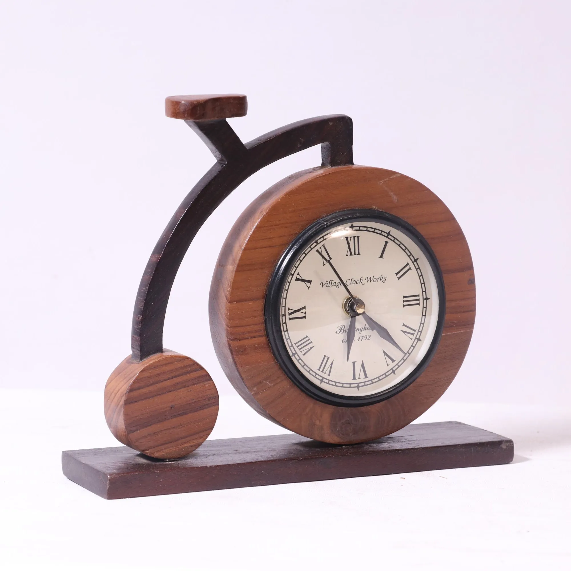 Bicycle Inspired Handmade Teak wood Desk Clock