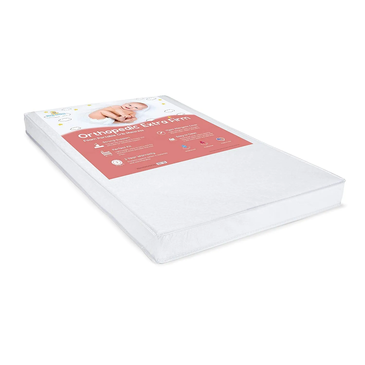 Big Oshi Portable Crib Mattress - 3" Thick White