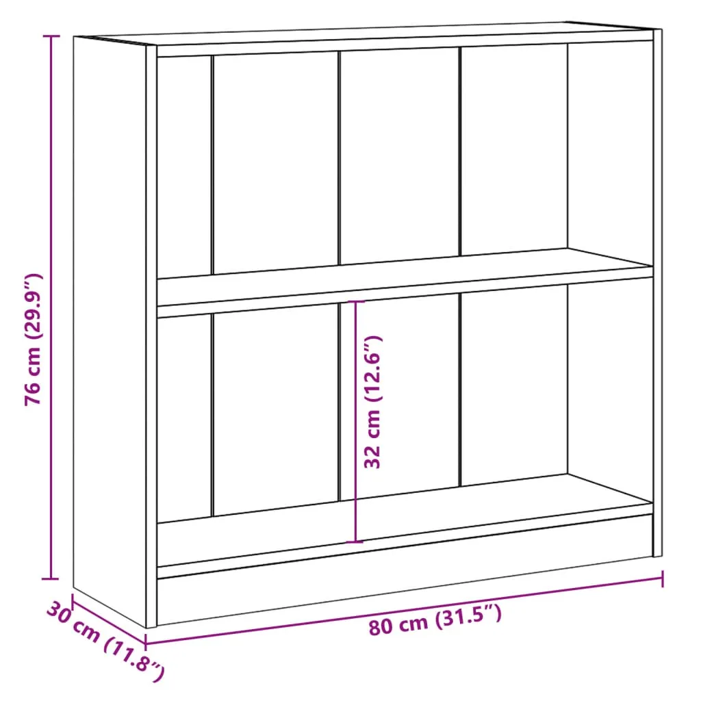 Bookshelf Black 80x24x75 cm Engineered Wood