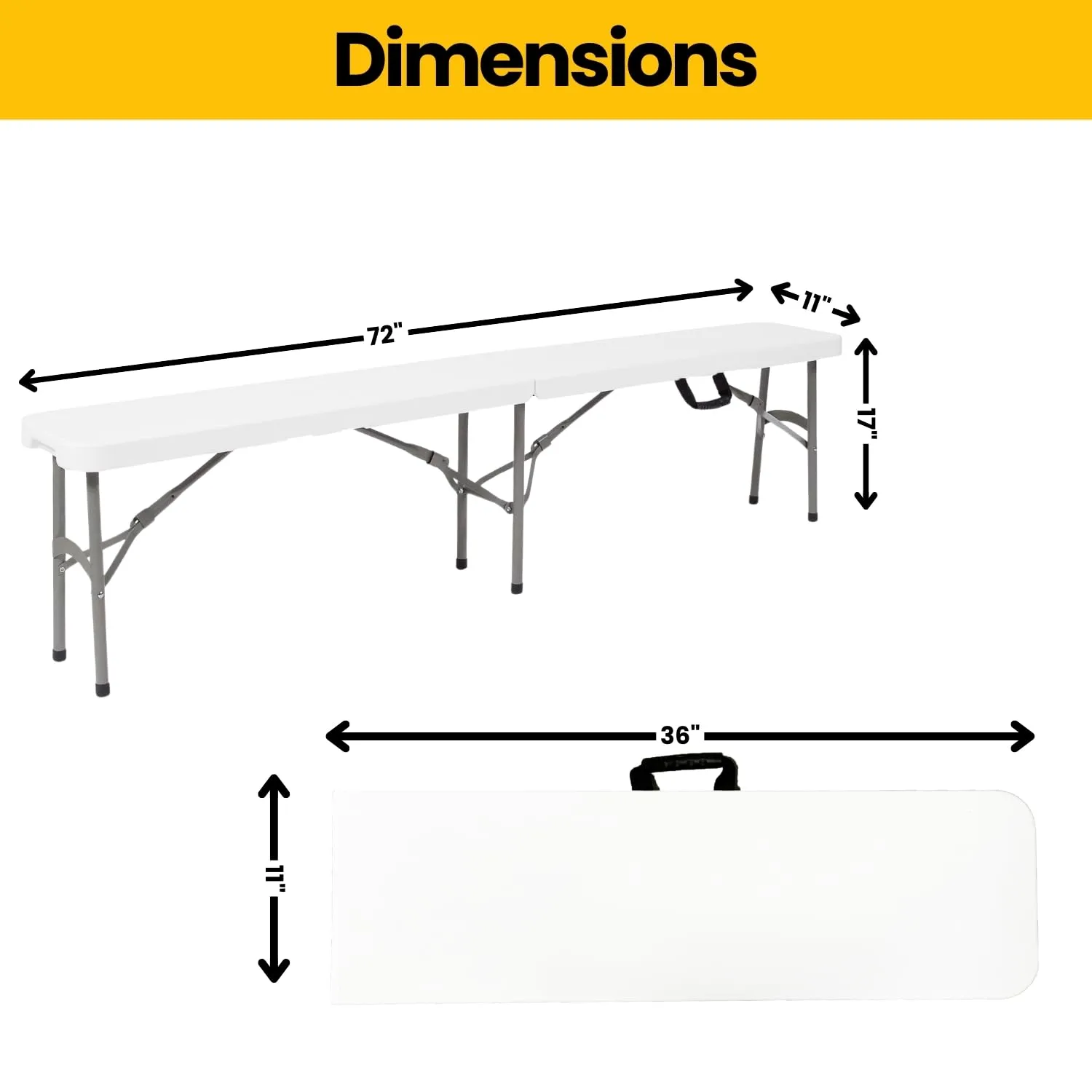 BTExpert 6 feet Plastic Folding Bench Indoor Outdoor Portable Picnic Party Garden Dining Seat Camping Soccer Multipurpose Activities w/Handle UV Waterproof Steel Frame Stackable Fold-in-Half Set of 2