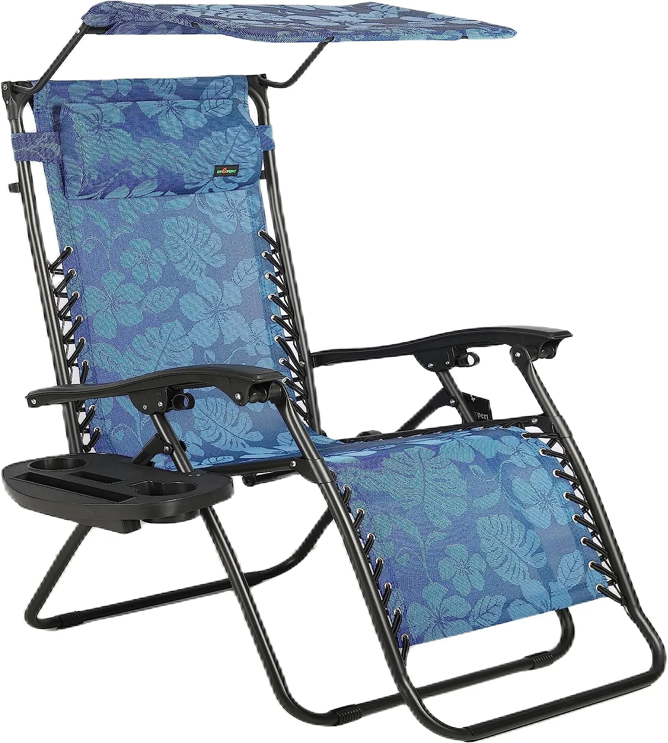 BTEXPERT Zero Gravity Chair Lounge Outdoor Pool Patio Beach Yard Garden Sunshade Utility Tray Cup Holder Blue Two Case Pack (Set of 2 pcs)