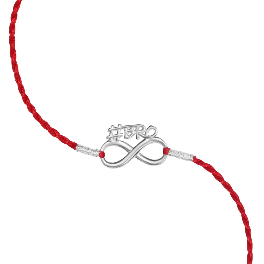 Classic Bro Infinity Rhodium-Plated Sterling Silver Thread Rakhi For Him