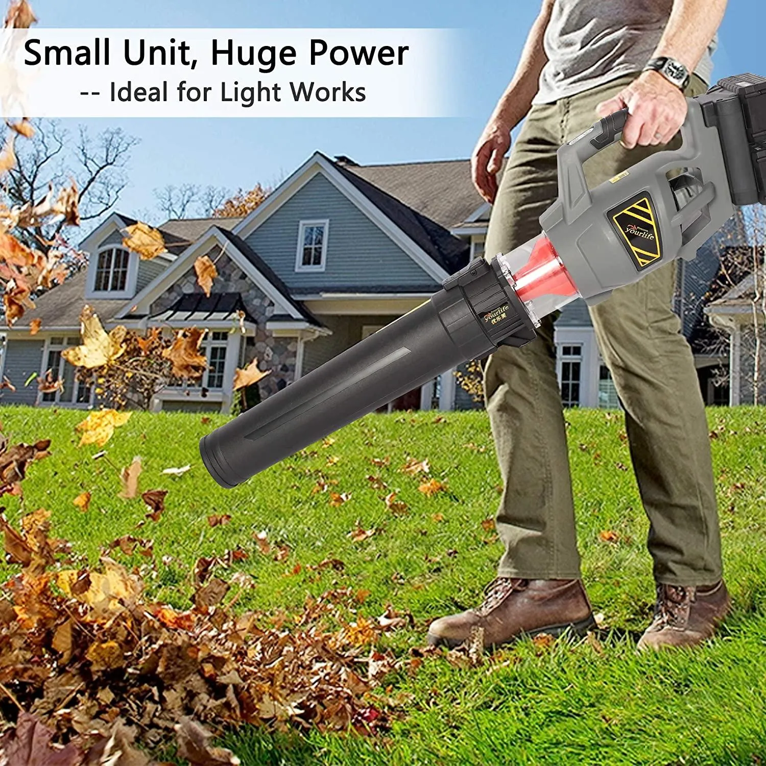 Cordless Leaf Blower 40V 4.0Ah Variable Speed Lithium Battery and Charger Included for Lawn Care, Black