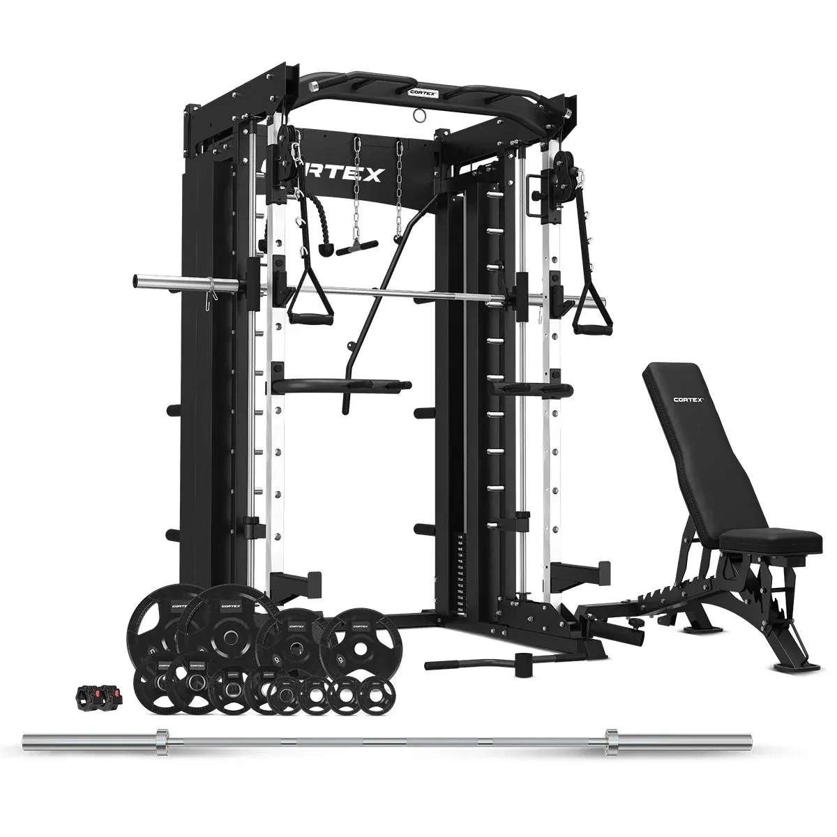 CORTEX SM26 Multi Gym with 100kg Olympic Tri-Grip Weight, Bar and Bench Set