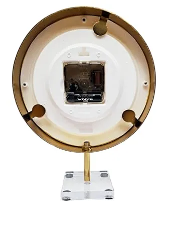 Decorative Premium Golden Metal Frame Table Clock, with 8 inch Dial with Acrelic Base for Home and Office