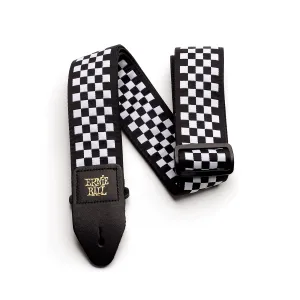 Ernie Ball Black And White Checkered Jacquard Strap