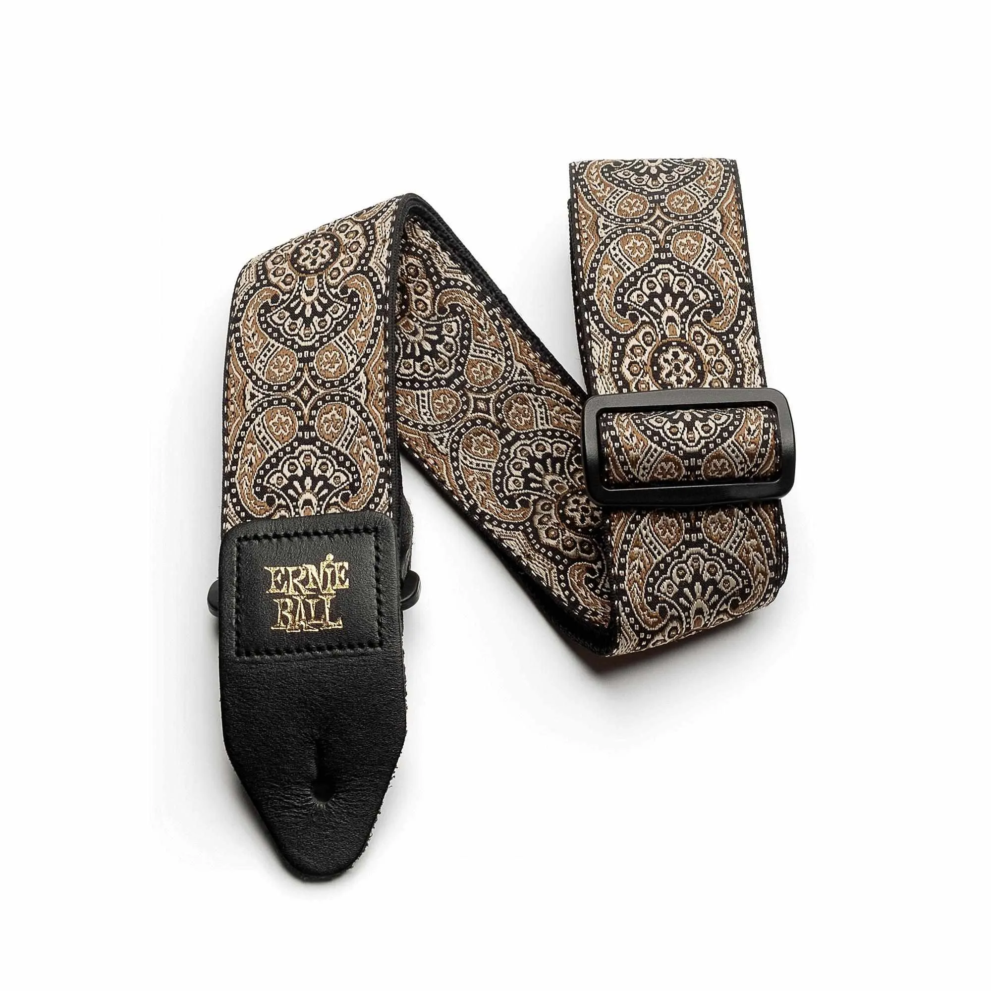 Ernie Ball Gold and Black Paisley Jacquard Strap