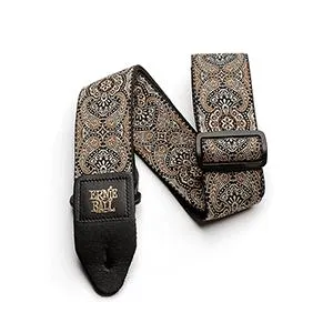 Ernie Ball Gold and Black Paisley Jacquard Strap