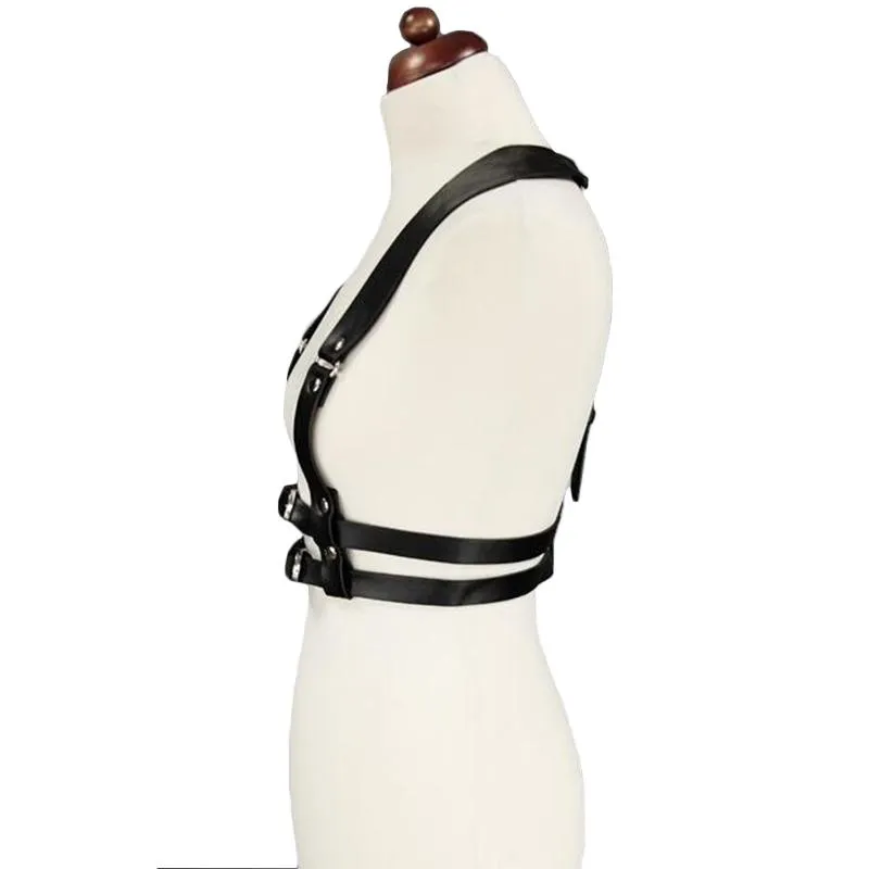 Fashion Punk Leather Harness Belt Strap Girdle Sexy Women Handmade Belt Decorative Shirt Dress Vest Harness Belt