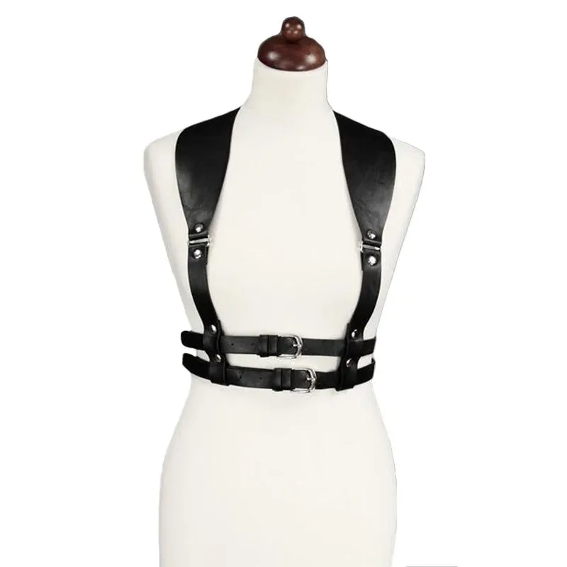 Fashion Punk Leather Harness Belt Strap Girdle Sexy Women Handmade Belt Decorative Shirt Dress Vest Harness Belt