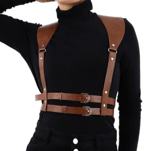 Fashion Punk Leather Harness Belt Strap Girdle Sexy Women Handmade Belt Decorative Shirt Dress Vest Harness Belt