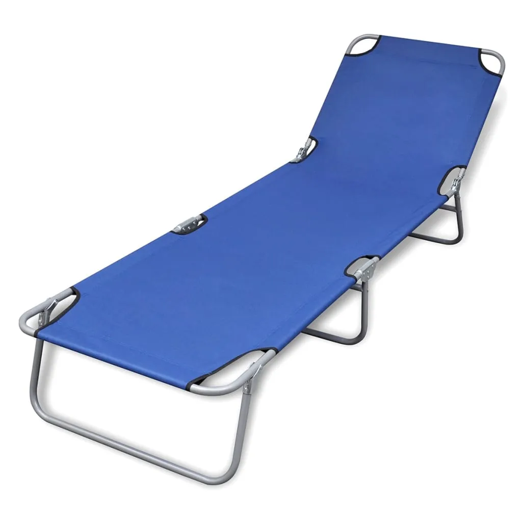 Folding Sun Lounger Powder-coated Steel Blue