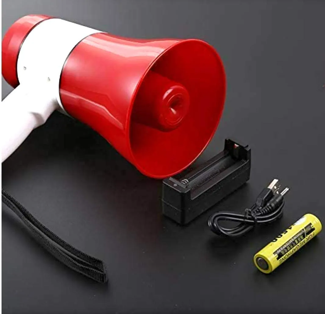 Handheld Megaphone with Recorder USB and Memory Card Input for Announcing; Talk; Record; Play; Siren; Music with Battery and Charger