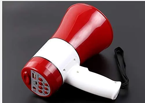 Handheld Megaphone with Recorder USB and Memory Card Input for Announcing; Talk; Record; Play; Siren; Music with Battery and Charger