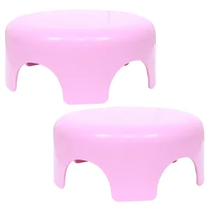 Heart Home Bathroom Stool | Plastic Bathroom Stool for Bathing | Bathroom Stool for Senior Citizen | Patla for Toilet | Sumo Stool | Pack of 2 | Pink