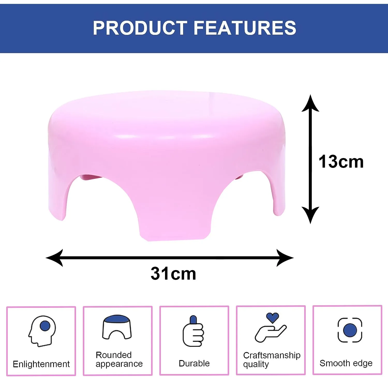 Heart Home Bathroom Stool | Plastic Bathroom Stool for Bathing | Bathroom Stool for Senior Citizen | Patla for Toilet | Sumo Stool | Pack of 2 | Pink