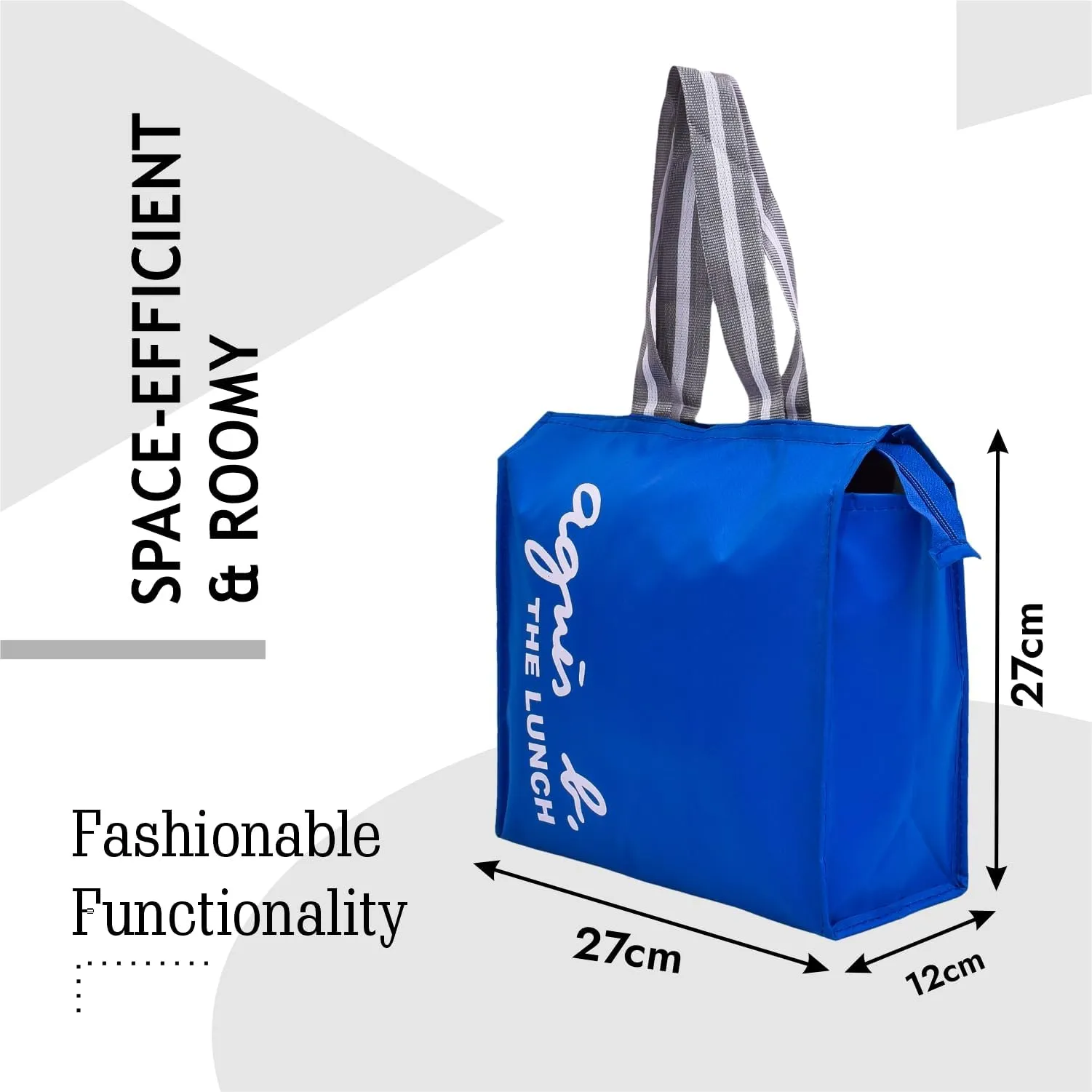 Heart Home Lunch Bag | Parachute Lunch Bag | Lunch Bag for Office | Lunch Bag for College | Lunch Bag for Adults | Zipper Lunch Bag with Handle | The Lunch Bag | Royal Blue