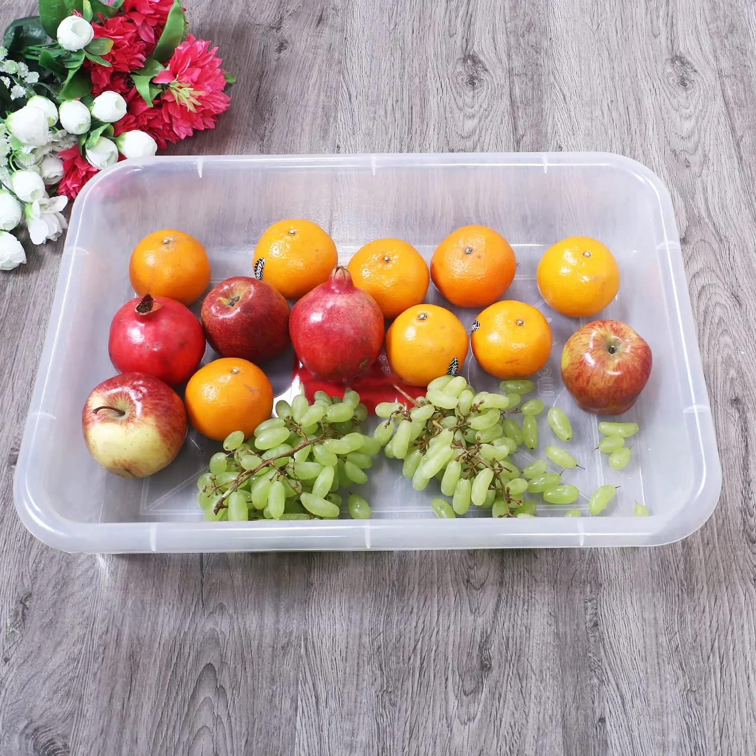 Heart Home Storage Tray|Versatile Plastic Storage Organizer|Rectangular Tray for Kitchen Storage|Storage Tray for Office|Exel Tray 555|Pack of 3 (Transparent)