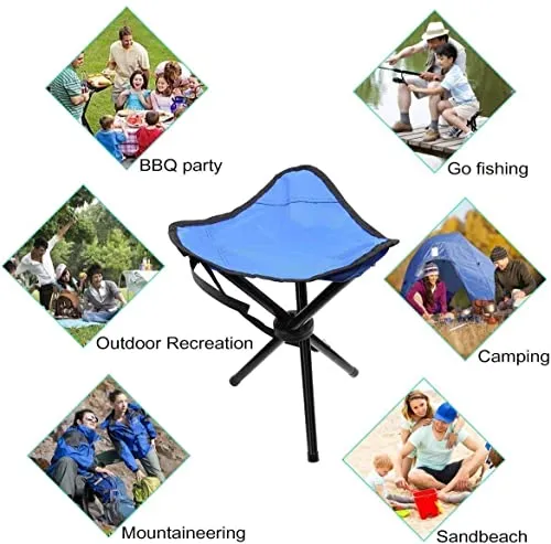 HETVIN Folding Tripod Stool for Outdoor, Camping, Travelling, Picnic Garden, Hiking, Fishing Stool, Portable Tripod Camp Stool, Foldable 3 Leg Stool with Carrying Case - Multicolor