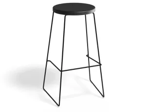 Hugo Bar Stool - Black - Black Seat - 78cm Bar Height Round Seat