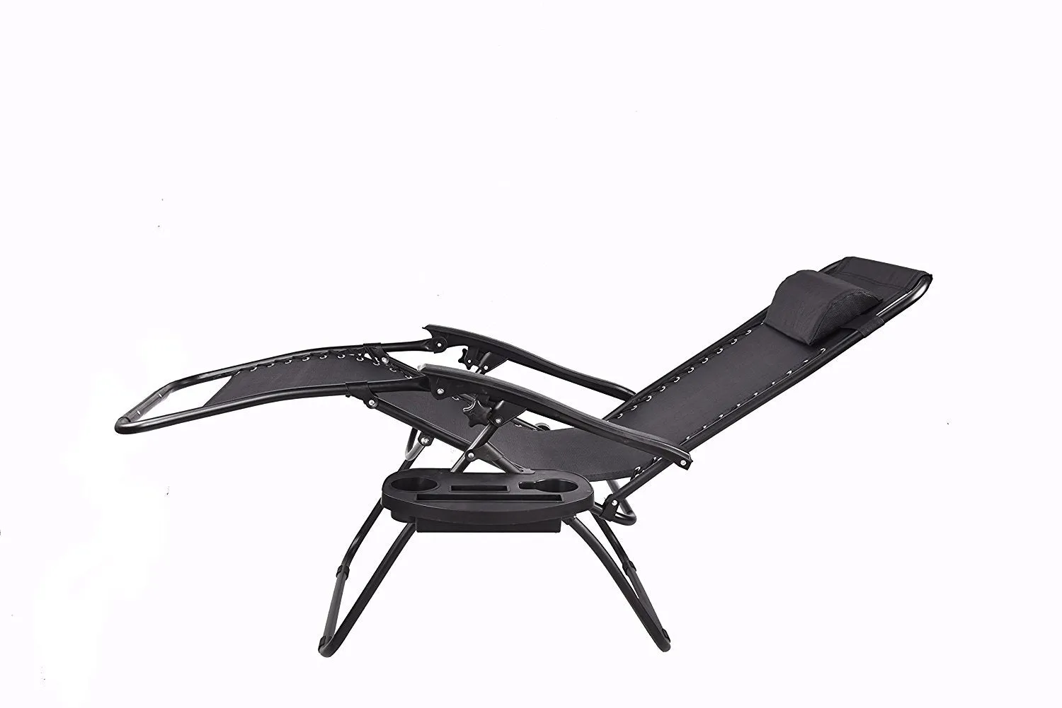 Improved Zero gravity Chair Outdoor lounge patio Cup tray Black 2 pack case set