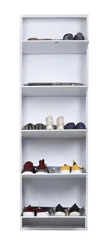 JAIMINI Metal Shoe Rack, 5-Panel, Wall Mount, 19 Inches, White, for Home, Office, Bathroom, Bedroom, Living Room