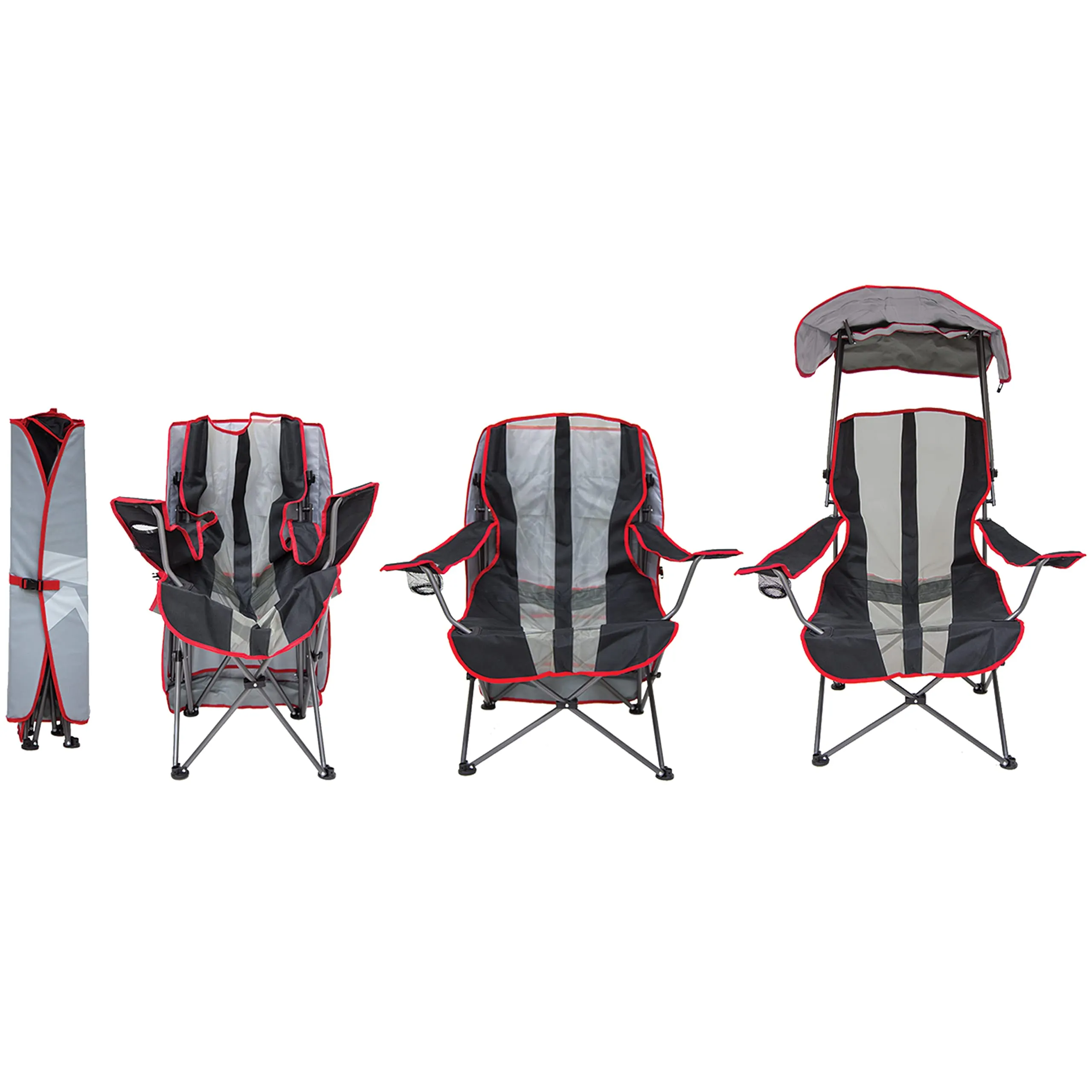 Kelsyus Original Foldable Canopy Chair for Camping, Tailgates, and Outdoor Events, Grey/Red