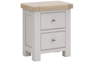 Kilronan - Grey And Oak 2 Drawer Bedside Locker