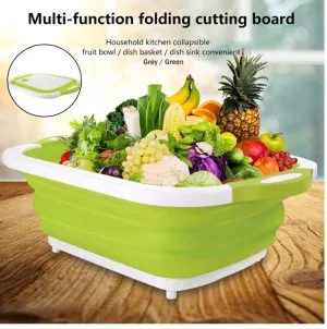 Kitchen 3 In 1 Multifunctional Collapsible Foldable Vegetable Basket Chopping Board