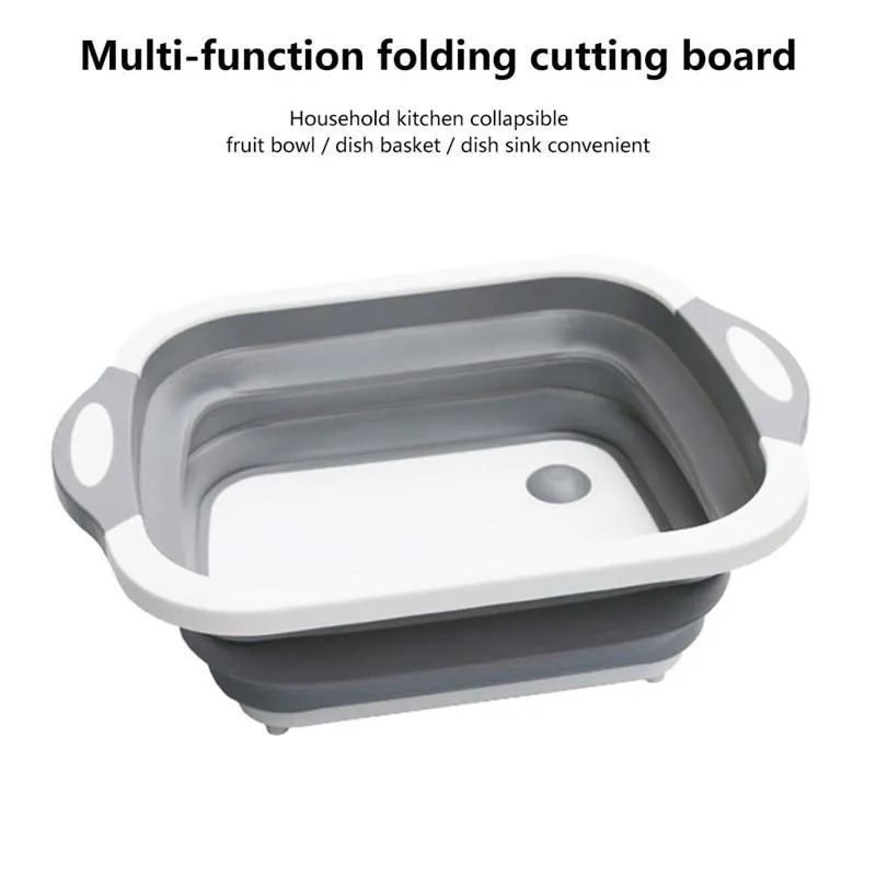 Kitchen 3 In 1 Multifunctional Collapsible Foldable Vegetable Basket Chopping Board