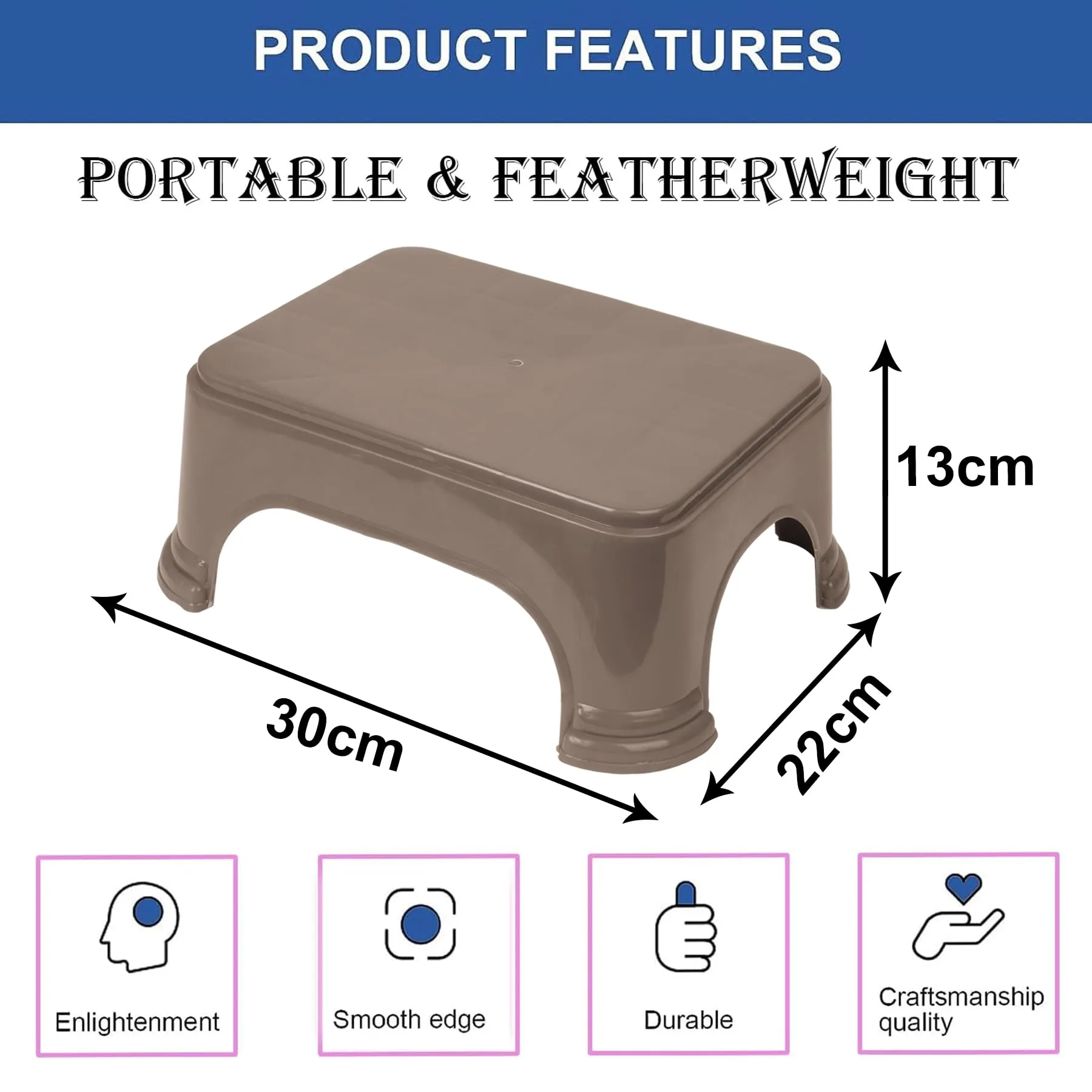 Kuber Industries Bathroom Stool | Bathroom Plain Square Stool | Plastic Stool for Bathroom | Stool for Kitchen | Bathroom Patla | Support Stool for Bathroom | P6 | Pack of 2 | Multi