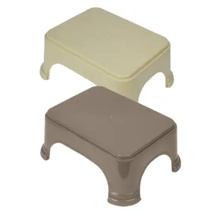 Kuber Industries Bathroom Stool | Bathroom Plain Square Stool | Plastic Stool for Bathroom | Stool for Kitchen | Bathroom Patla | Support Stool for Bathroom | P6 | Pack of 2 | Multi