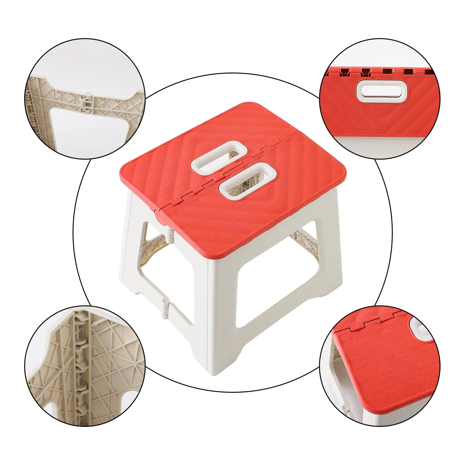 Kuber Industries Collapsible Stool | Foldable Stool | Camping Stool | Stool for Outdoor-Fishing-Hiking-Gardening-Travel | Portable Stool | Stool for Travel | SJM-2311A | Red