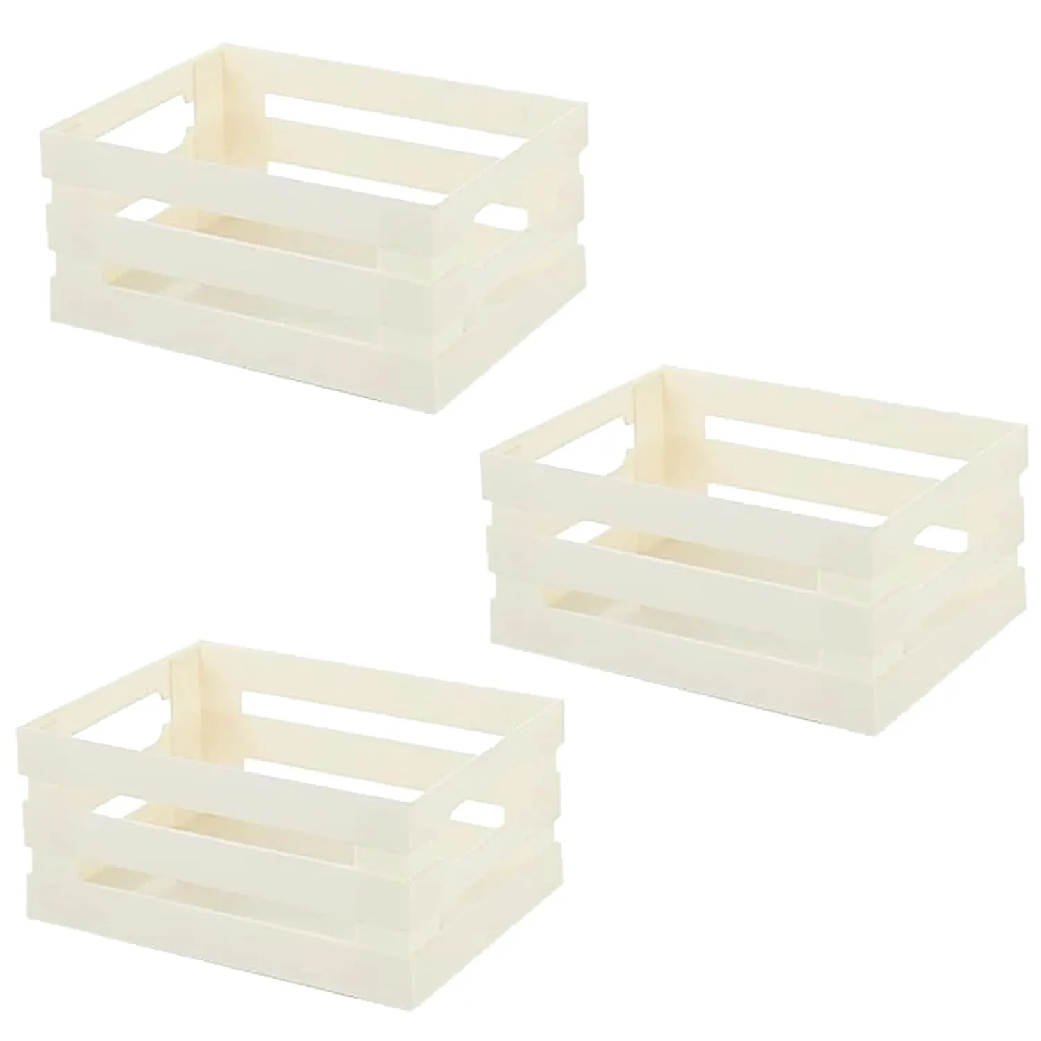 Kuber Industries Multipurpose Portable Small Storage Basket|Box For Storage Without Lid-Pack of 3 (Beige)