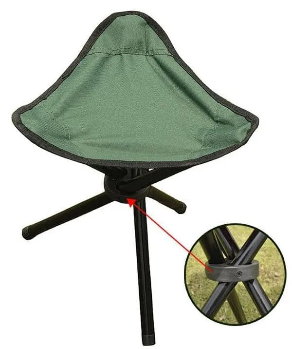 Kuber Industries Portable Stool for Travelling|Foldable Outdoor Sitting Chair|Tripod 3 Leg Chair for Camping, Picnic, Hiking|Pack of 3|Green