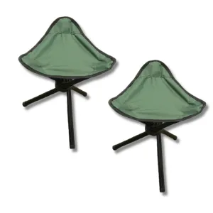 Kuber Industries Set of 2 Portable Stool for Travelling | Foldable Outdoor Sitting Chair | Tripod 3 Leg Chair for Camping, Picnic, Hiking | Green