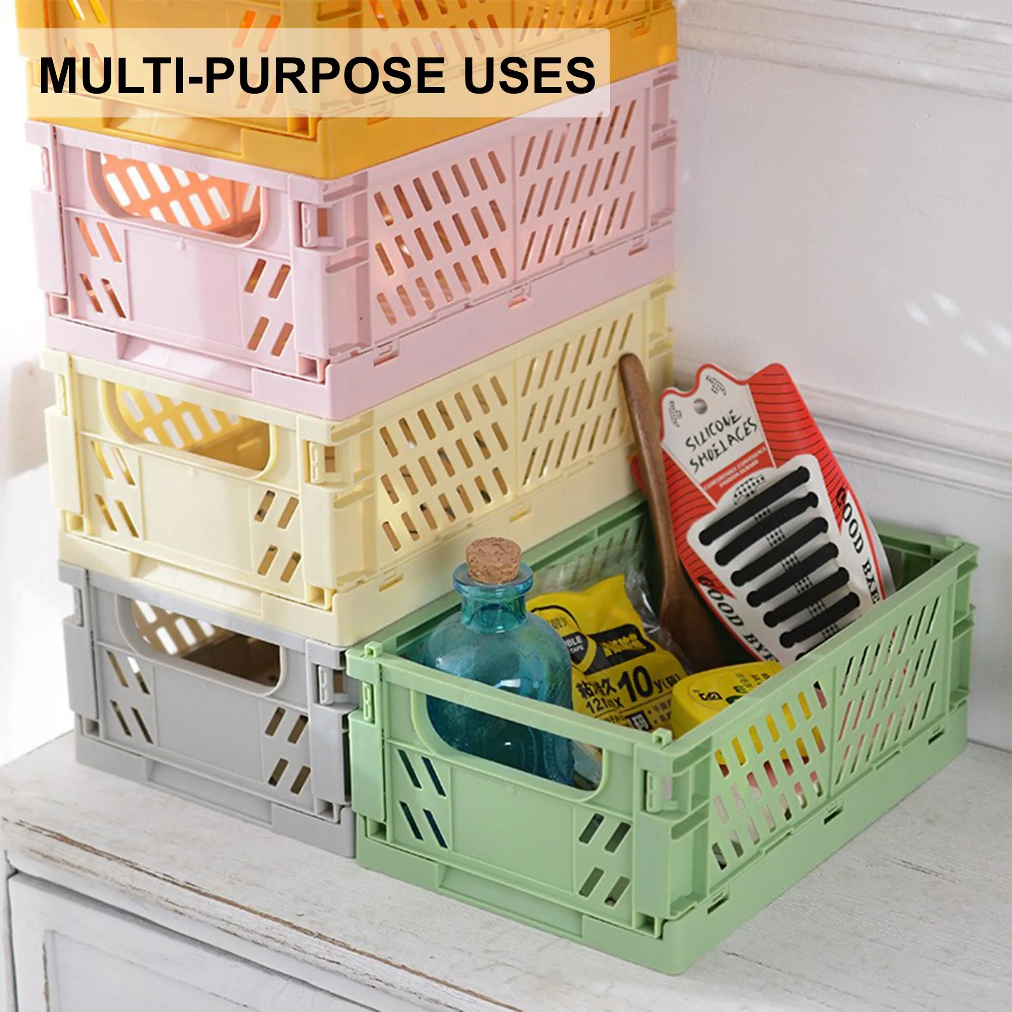 Kuber Industries (Set of 3) Small & Rugged Plastic Basket for Storage - For Kitchen, Makeup, Toiletries & Bathroom Items - Beige