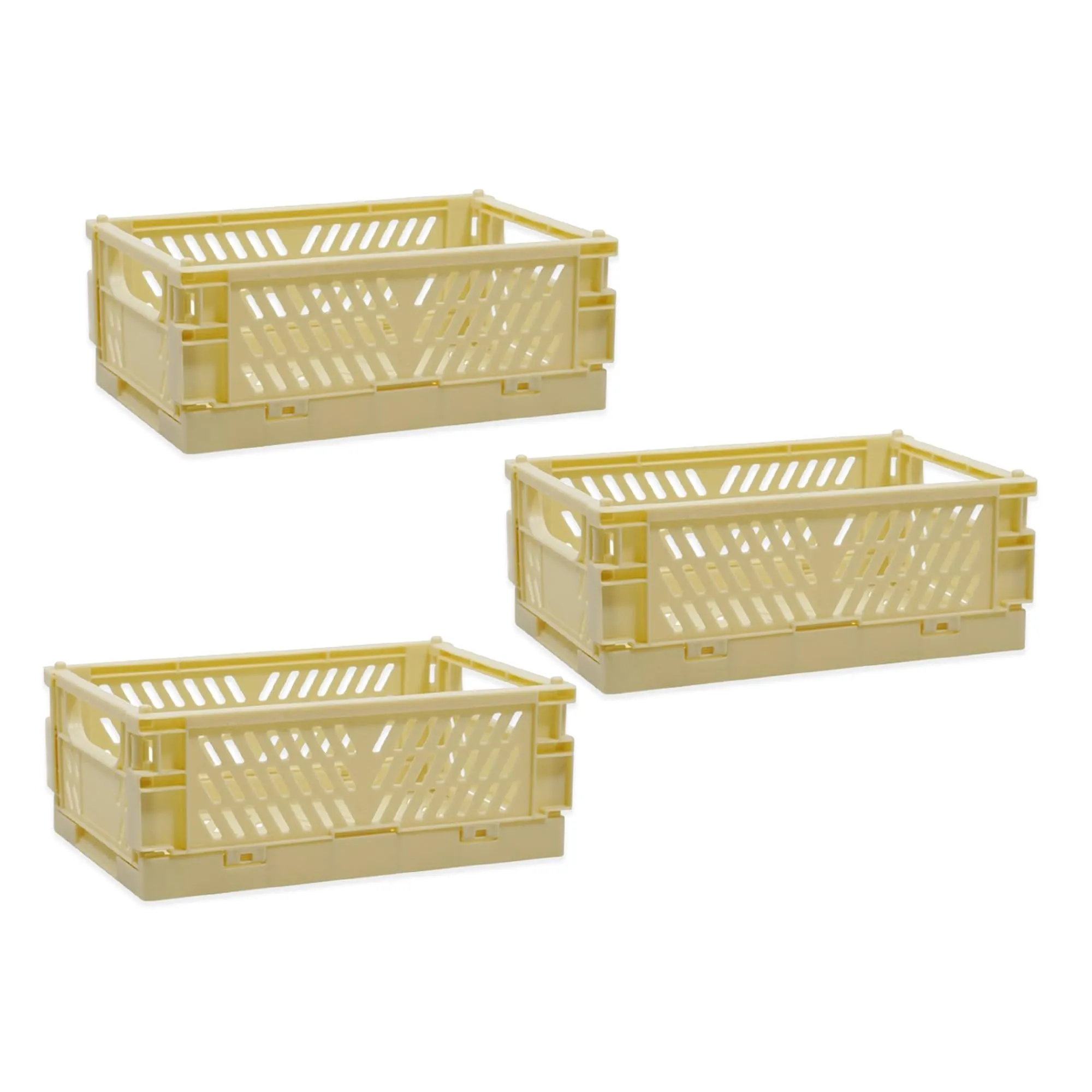 Kuber Industries (Set of 3) Small & Rugged Plastic Basket for Storage - For Kitchen, Makeup, Toiletries & Bathroom Items - Beige